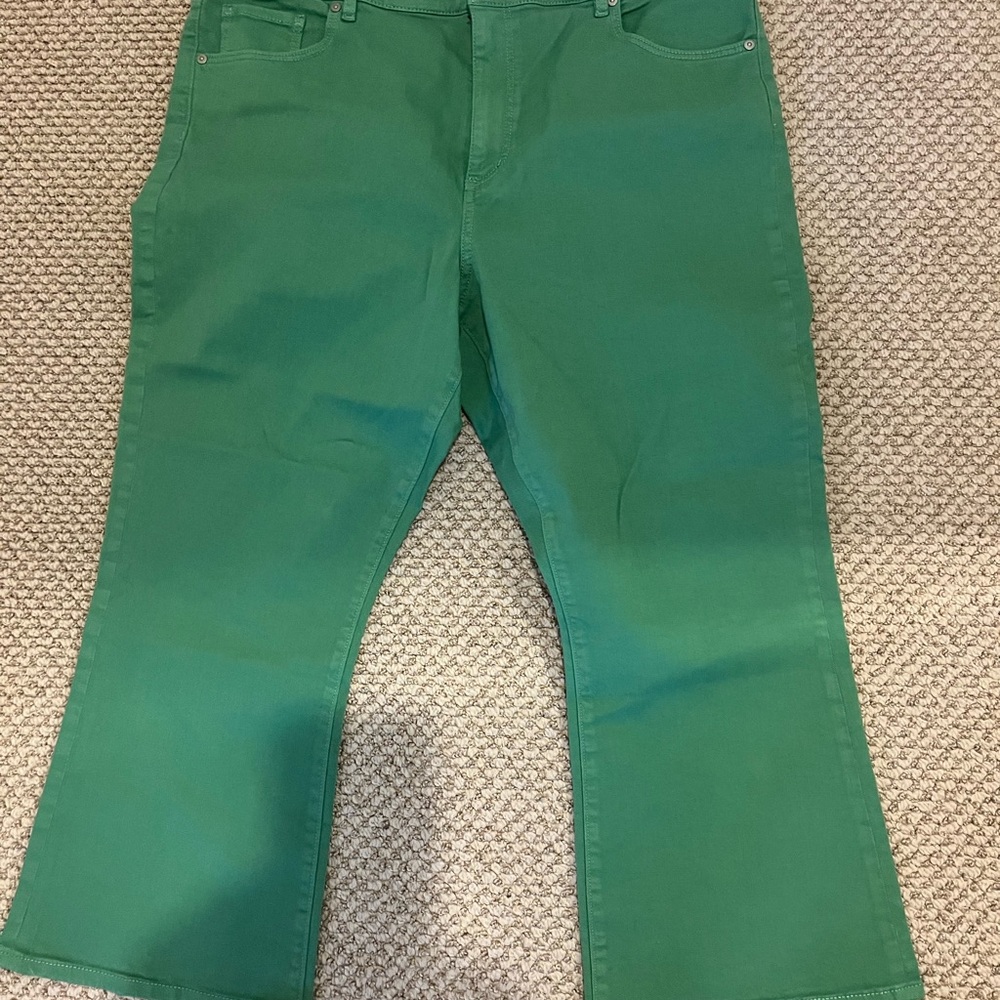 LOFT Green Kick Crop Pants Petite